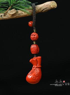 天然朱砂彩绘手绘钱袋子配件