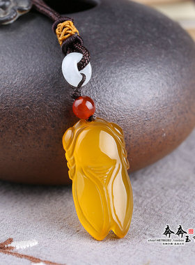 知否天然红玛瑙玉蝉水晶玉石挂饰