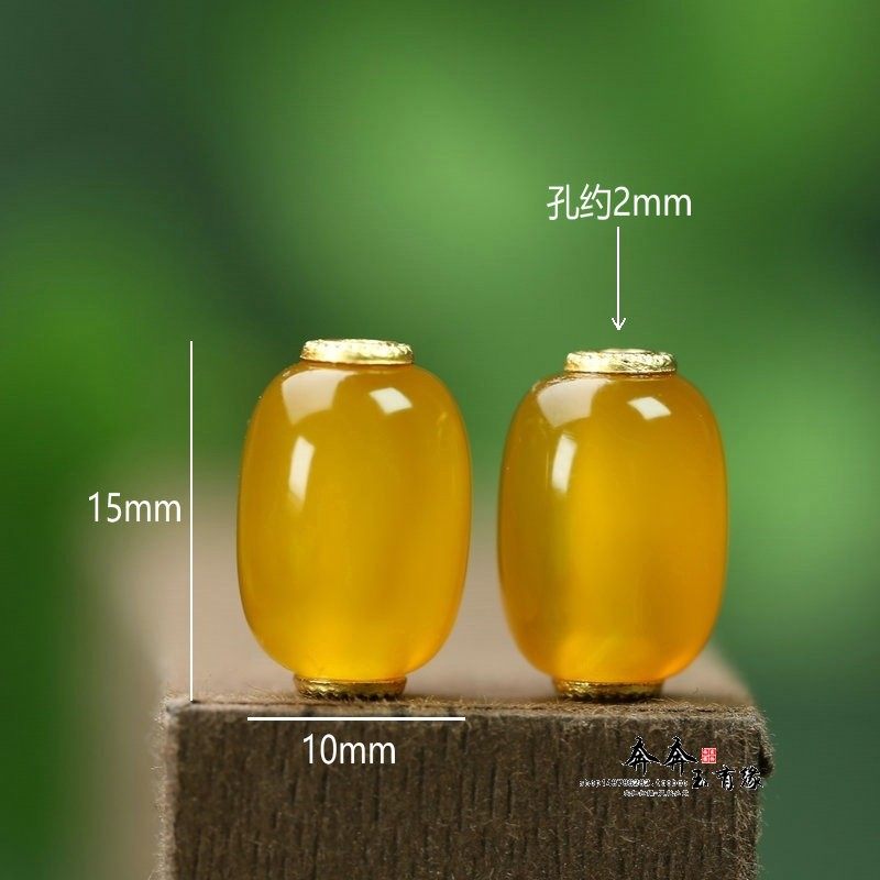 纯天然玛瑙黄色桶珠15*10mm孔2mmDIY手串手链新中式配饰饰品D168 - 图0