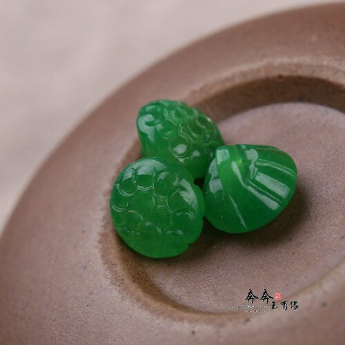 干青翡翠莲蓬小扣子12mm玉莲米国风古典服装衣服装饰饰品吊坠A229 - 图1