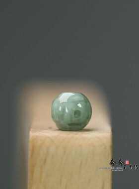 天然玉石翡翠A货豆青色圆珠