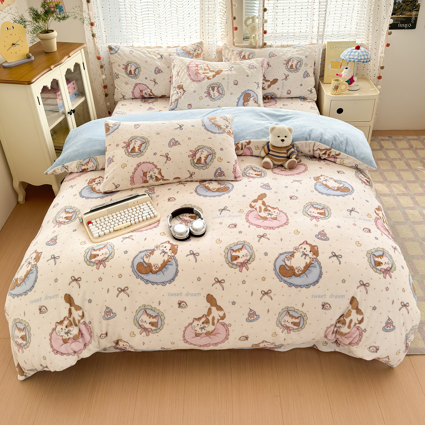 冬季牛奶绒四件套加绒加厚珊瑚绒毛绒床单被套单件保暖宿舍三件套,淘宝优惠券,粉丝福利购,淘宝优惠卷