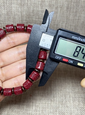 高含量朱砂六字箴言桶珠手串卡8mm男女同款手链送人自戴时尚首饰