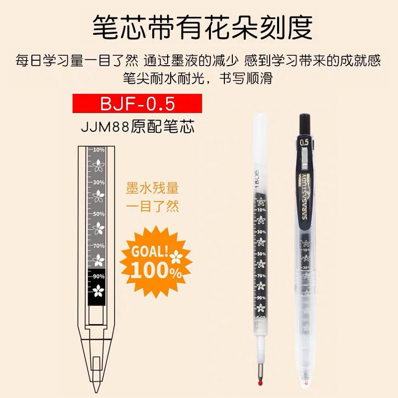 【盒装正品】日本ZEBRA斑马笔芯JF-0.5黑色按动中性笔芯MJF速干-图3