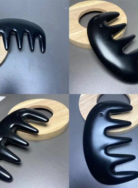 正品黑砭石梳子五齿梳按摩头疗梳经络厂家