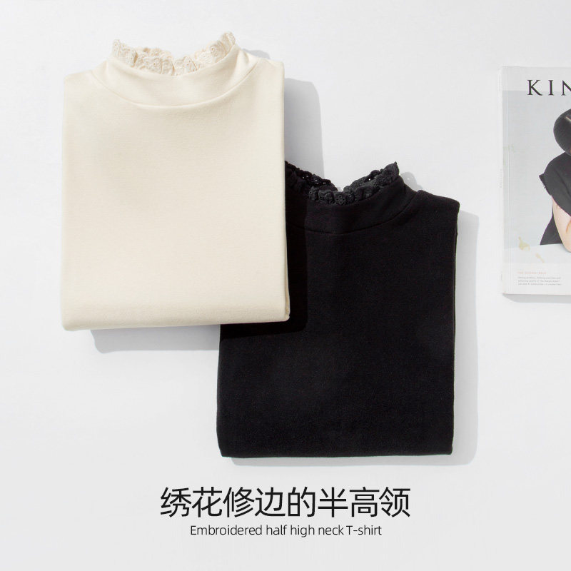 艾米恋半高领蕾丝秋冬洋气打底衫 艾米恋蕾丝衫/雪纺衫