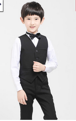 新款促销男童装儿童礼服结婚花童黑色西装衬衫演出服装摄影套装 - 图0
