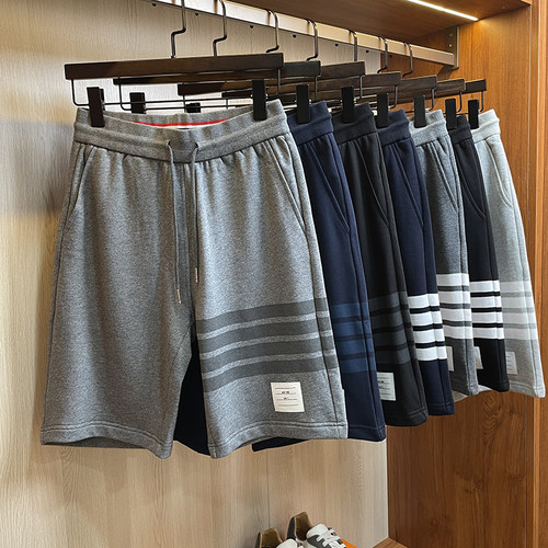 一如既往的高品质！tb四道杠条纹短裤毛圈棉五分裤潮牌男款夏季 - 图1