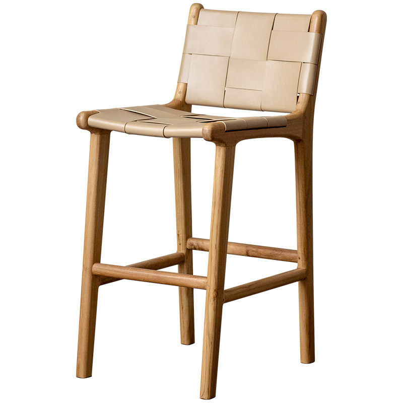 进口实木吧台椅奶油风牛皮凳家用高脚椅民宿酒店北欧商用岛台椅,淘宝优惠券,粉丝福利购,淘宝优惠卷