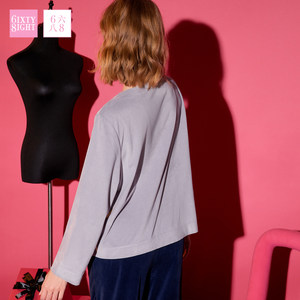 6IXTY8IGHT 68睡衣女罗纹V领开衫长袖家居服睡衣上衣女HW09190