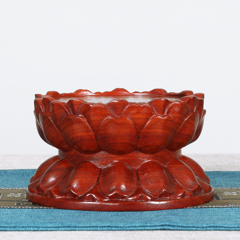 红木佛像观音菩萨底座实木圆形木雕摆件加高莲花底座花盆底座托架