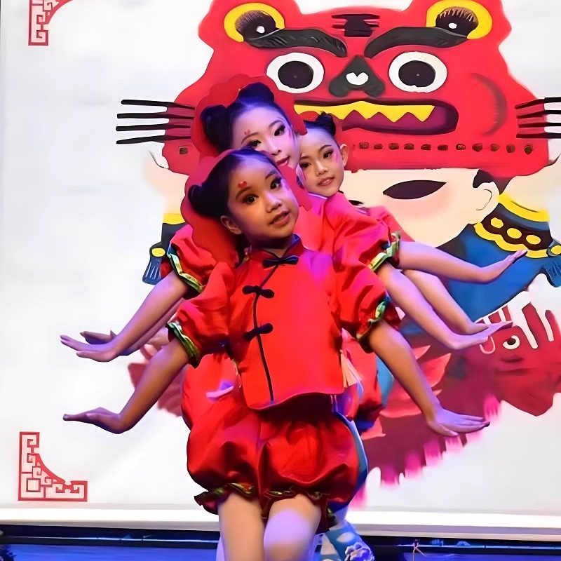 六一儿童喜庆演出服幼儿园女童中国小福娃舞蹈秧歌舞民族风灯笼裤,淘宝优惠券,粉丝福利购,淘宝优惠卷
