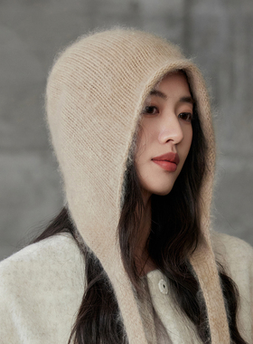 纯羊毛护耳可折叠针织拉法帽女士