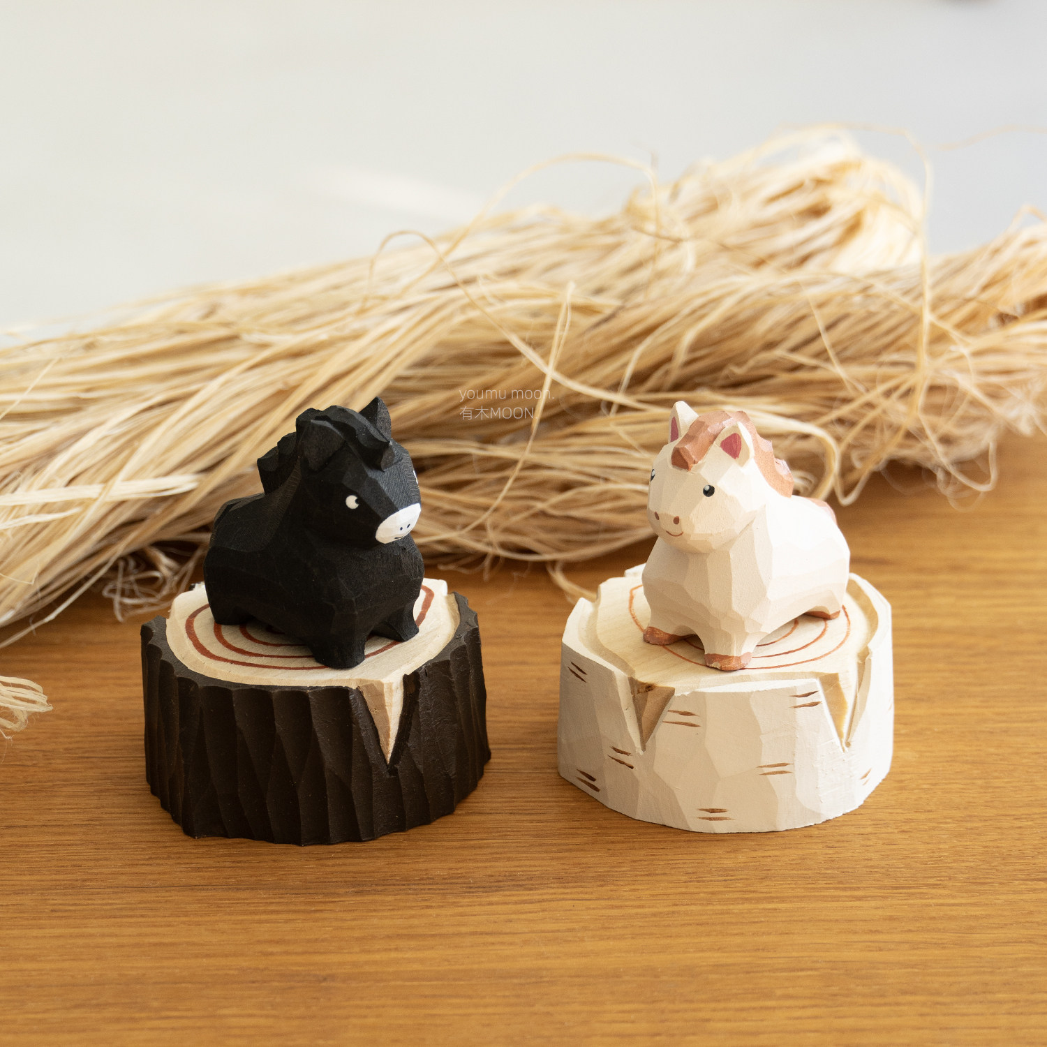 可爱小马 黑马白马矮脚桌面摆件十二生肖马年木雕纯手工生日礼物,淘宝优惠券,粉丝福利购,淘宝优惠卷