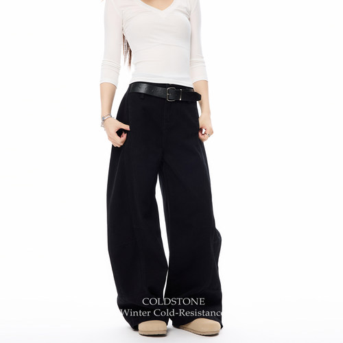 COLDSTONE美式阔腿裤男女“自带腰带”设计宽松工装裤休闲风长裤 - 图0