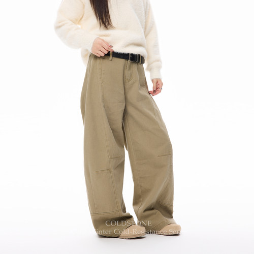 COLDSTONE美式阔腿裤男女“自带腰带”设计宽松工装裤休闲风长裤 - 图3