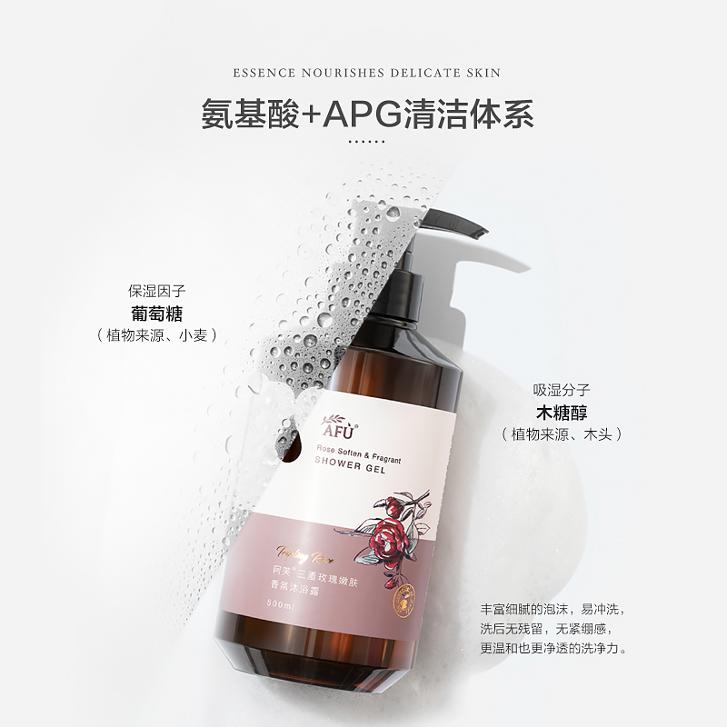 阿芙三重玫瑰精油香氛沐浴露500g/身体乳300ml 留香官方正品品牌 - 图1