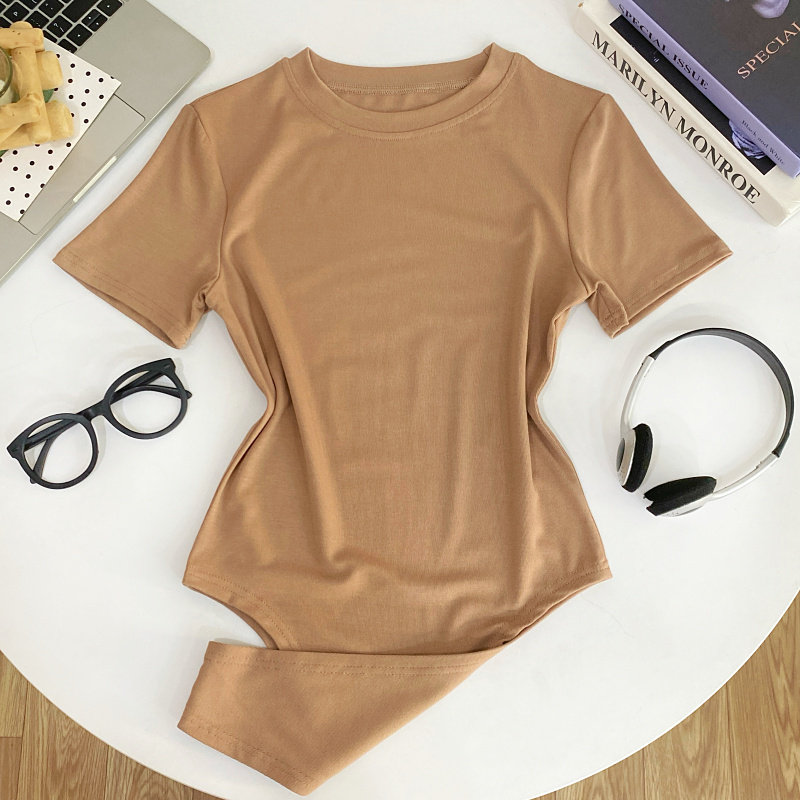 欧美风辣妹性感基础款圆领短袖显瘦T恤打底连体衣连体裤短裤女,淘宝优惠券,粉丝福利购,淘宝优惠卷