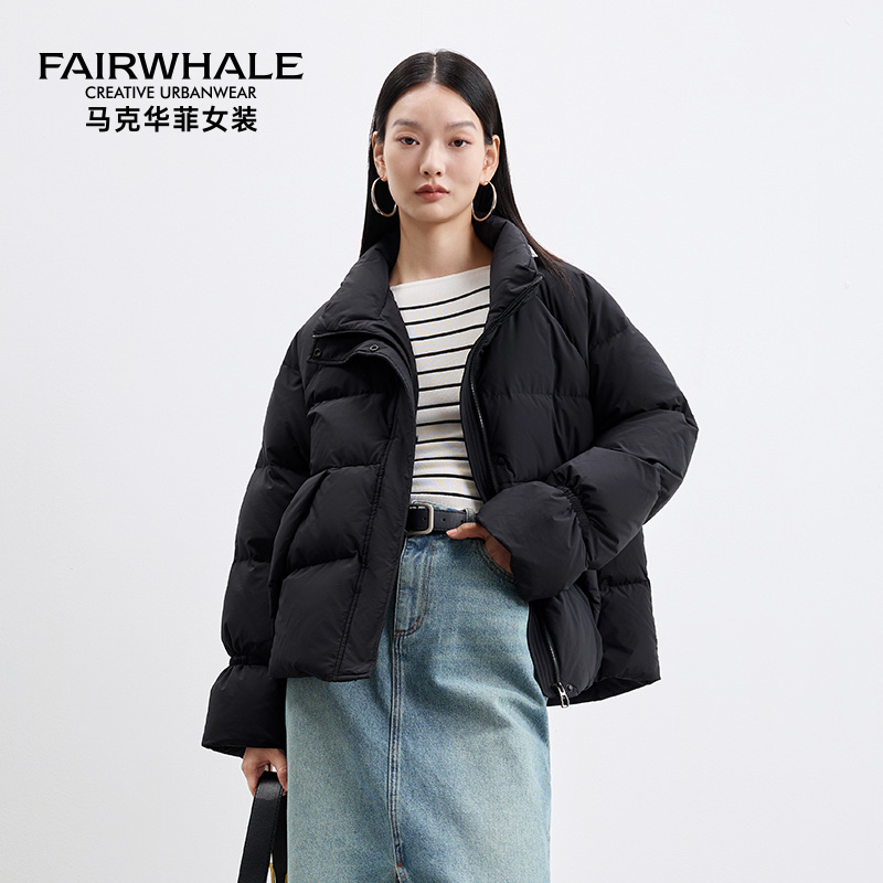 马克华菲2025冬季新款立领短款羽绒服女款时尚休闲百搭面包服外套