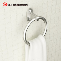 Free Punch Space Aluminum Towel Ring Bathroom Pendant Bath Towel Ring Towel Ring Wool Towel Rack Base Towel Hanging Ring