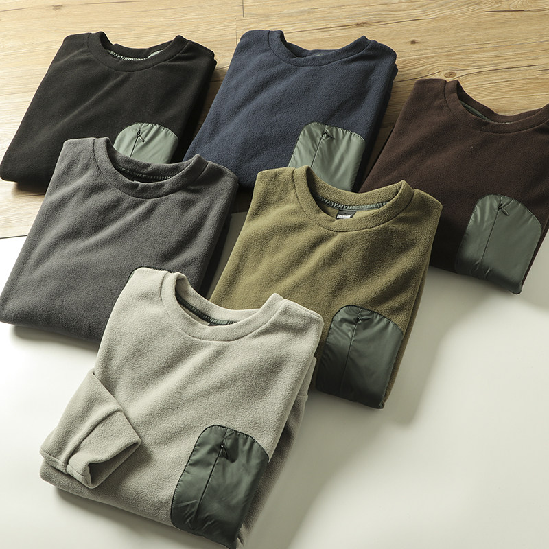 便宜又好穿  撞色口袋  外贸尾货秋冬男士摇粒绒圆领长袖卫衣外套,淘宝优惠券,粉丝福利购,淘宝优惠卷