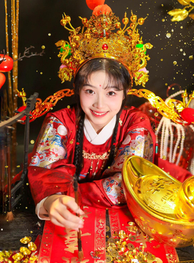财神帽子cos道具戏曲财神服装金雕影楼摄影新年成人头饰帽子