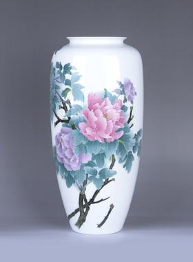 新世纪陶瓷手绘釉下五彩花瓶摆件