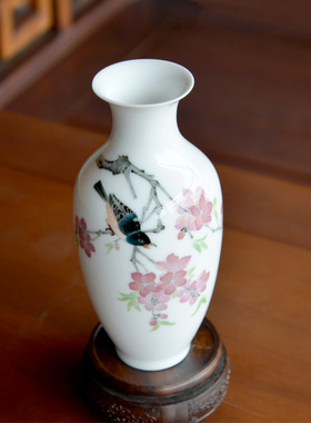 醴陵花瓶新世纪手绘釉下彩桌面