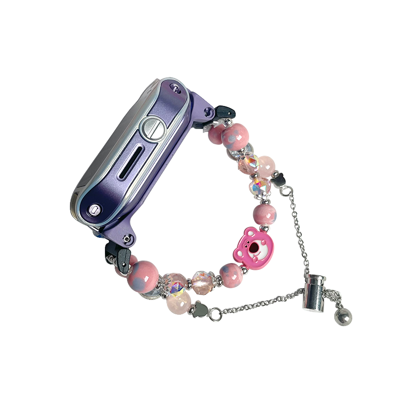 新品红色小熊diy手链适用华为儿童手表表带5X/5XPro/3Pro/4Pro/3X,淘宝优惠券,粉丝福利购,淘宝优惠卷