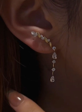 小红书爆款复古拉丝麦穗细闪y字项链耳环锁骨链简约百搭一件代发