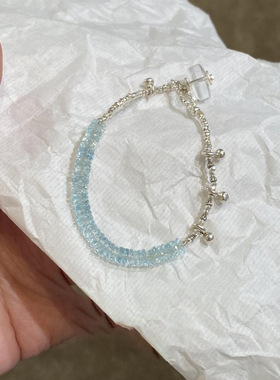 精致清透美海蓝宝手串串珠清透感手链糖果色设计感简约风百搭手链