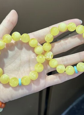 （收藏级）天然蜜蜡手串鸡油黄蜜蜡手链女款单圈手串送女友闺蜜