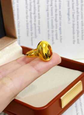 金店同款沙金饰品精工拉丝光面鸽子蛋开口戒指女宽面有求必应指环