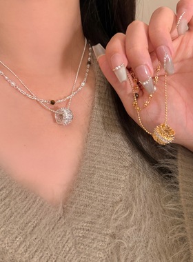 日韩小众轻奢高级感天然黑贝黑玛瑙珍珠葡萄串珠项链颈链锁骨链