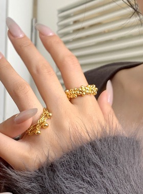 Boonee alus欧美轻奢设计感链条流苏戒指女小众独特设计感食指戒