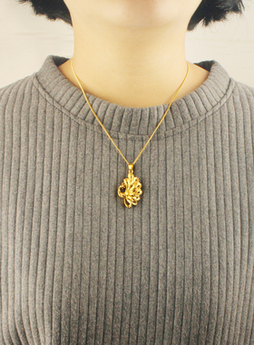 凤凰镀黄金吊坠女带镀金项链毛衣挂件镀沙金坠子结婚首饰生日礼物
