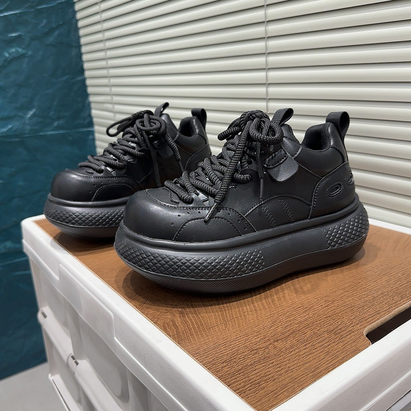 2026春新款松糕厚底胖丁面包鞋女真皮小个子增高休闲运动老爹鞋潮,淘宝优惠券,粉丝福利购,淘宝优惠卷