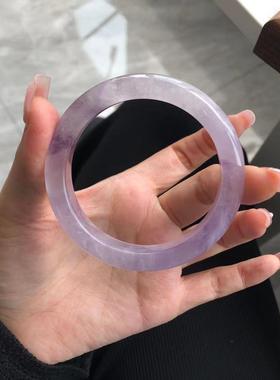 天然薰衣草紫水晶手镯女款满紫冰透水晶镯子饰品生日礼物送