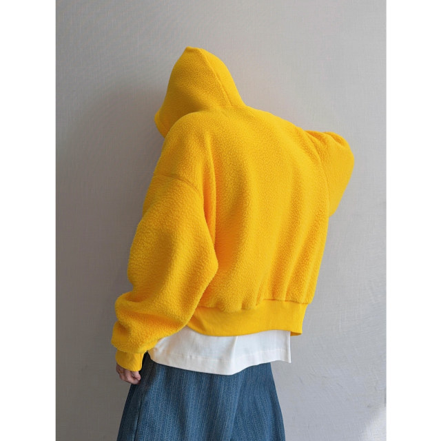 Dannyandzee winter retro thickened double-sided brushed warm hooded zipper letter sweatshirt jacket for men INS