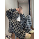 Dannyandzee spring retro all-match loose big pocket black and white woven plaid trousers men's floor mopping pants