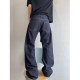 Dannyandzee spring and summer retro denim splicing mesh low-waist scimitar pants streamer jeans men's trousers INS
