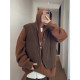 Dannyandzee spring retro coffee brown reversible warm cloud plush thick vest for men