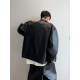 Dannyandzee spring retro handsome top-stitched raw edge windproof warm workwear PU leather jacket for men INS
