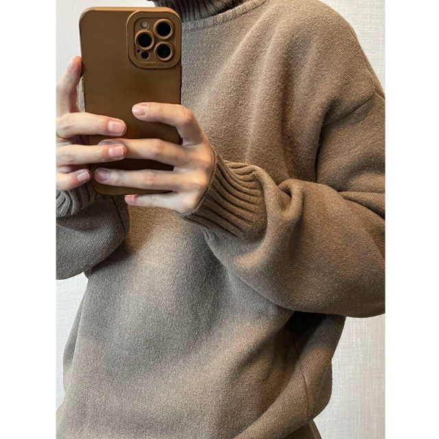 Thick fleece warm turtleneck sweater