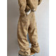 Dannyandzee spring retro washed biscuit color khaki plaid canvas scimitar pants men's overalls INS