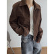 Dannyandzee spring retro versatile dark brown lapel fitted suede PU leather jacket for men INS