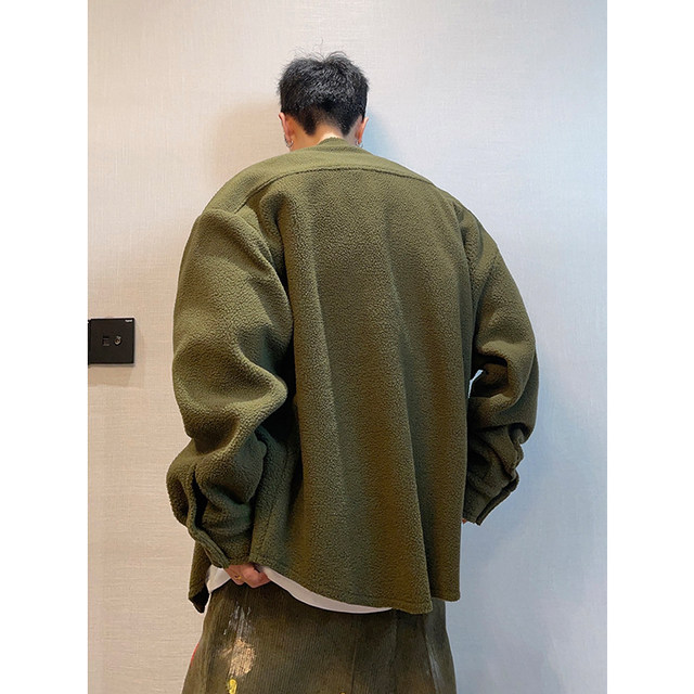 Solid color lambswool silhouette shirt jacket