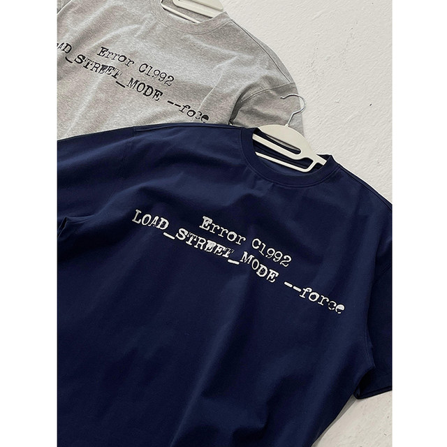 Dannyandzee summer retro versatile loose 220g heavy code letter printed distressed short-sleeved T-shirt for men