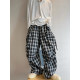 Dannyandzee spring retro all-match loose big pocket black and white woven plaid trousers men's floor mopping pants