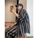 Dannyandzee summer loose retro versatile black thin vertical striped cotton linen short-sleeved shirt men's shirt